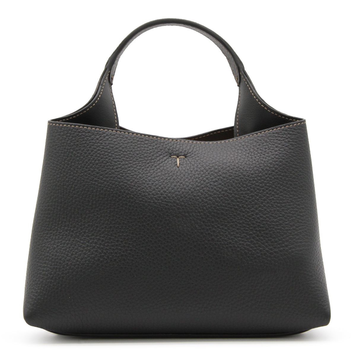 BLACK LEATHER TOP HANDLE BAG