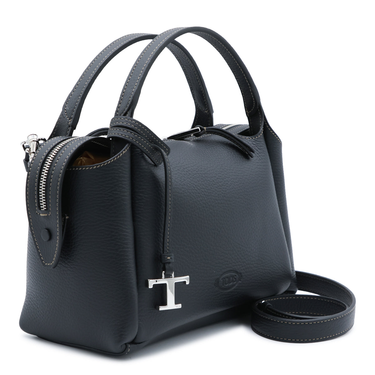 BLACK LEATHER APA TOP HANDLE BAG