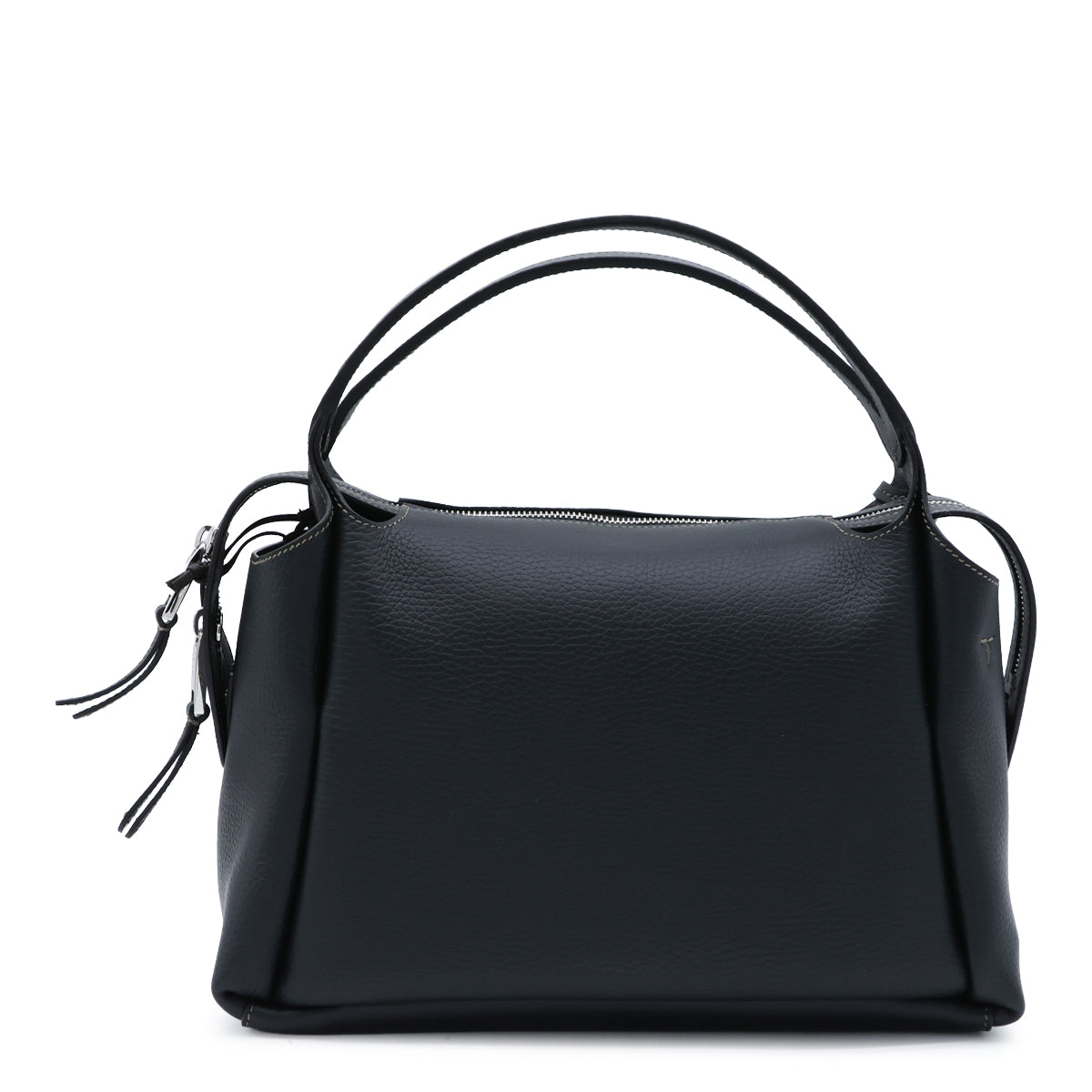 BLACK LEATHER APA SMALL BOWLING TOP HANDLE BAG