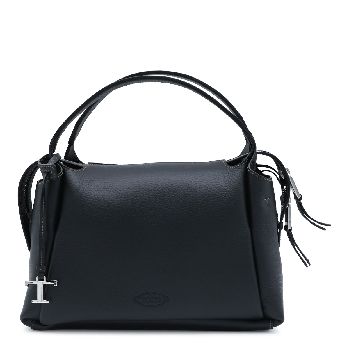 BLACK LEATHER APA SMALL BOWLING TOP HANDLE BAG
