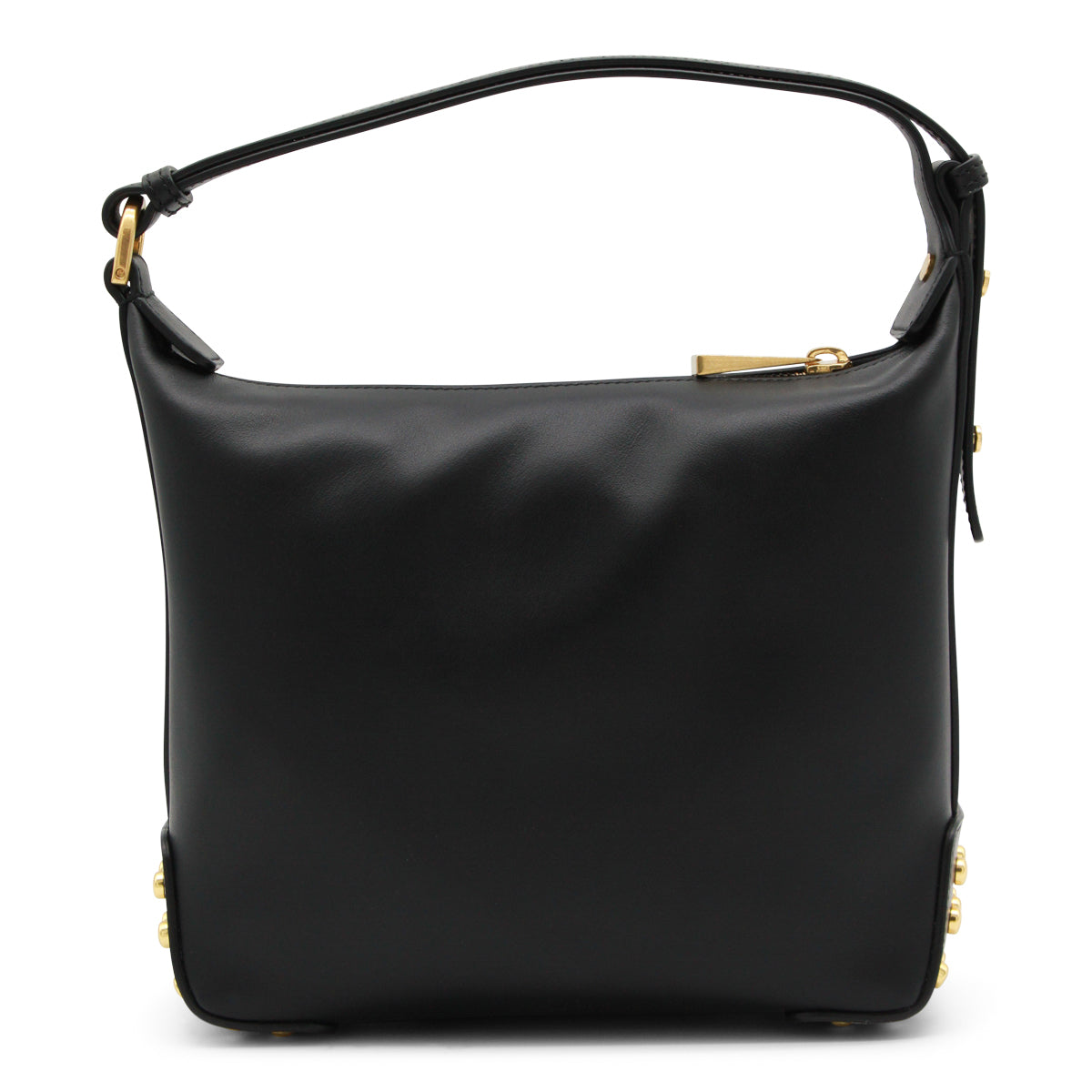 BLACK LEATHER METAL DOTS MINI SHOULDER BAG