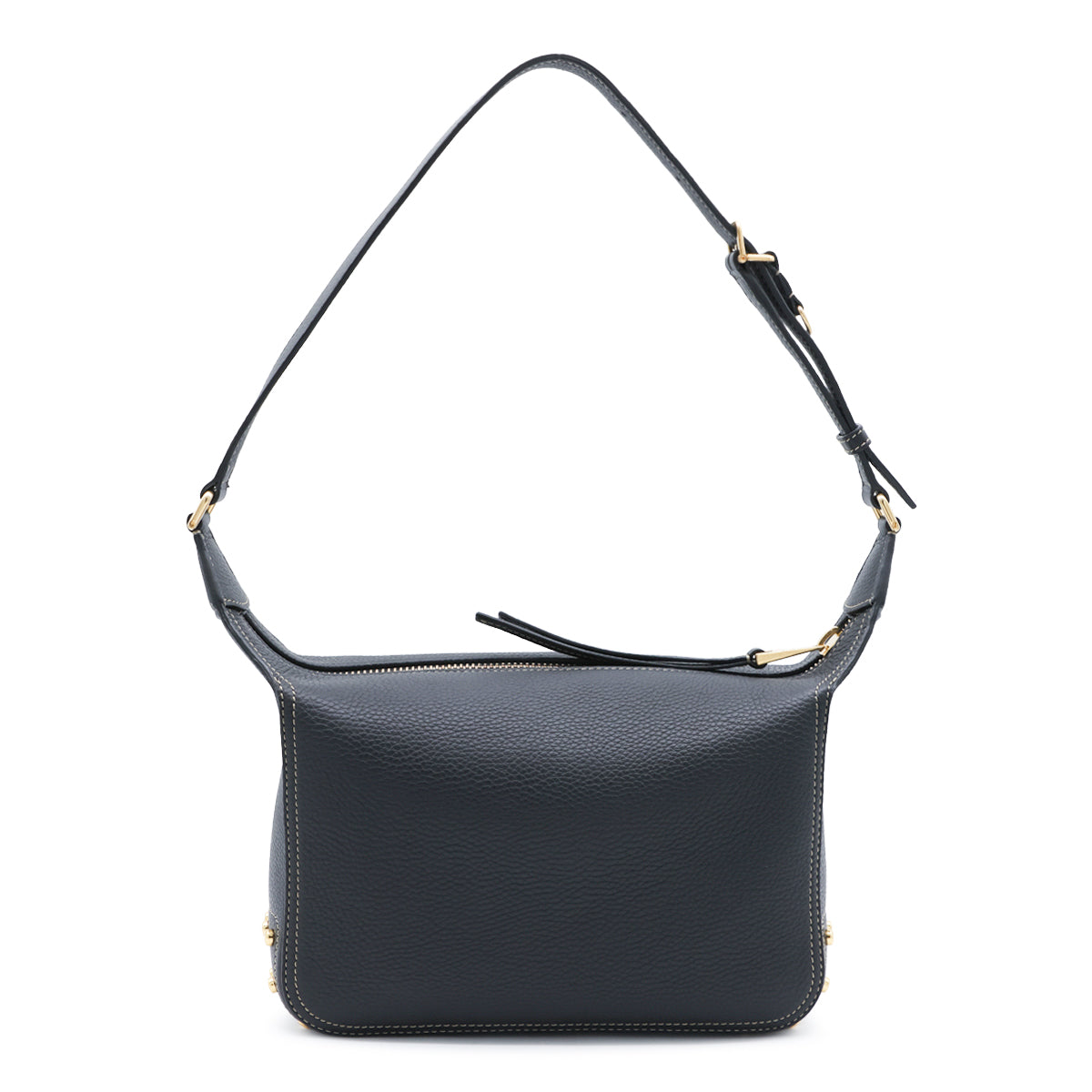 BLACK LEATHER METAL DOTS MINI SHOULDER BAG