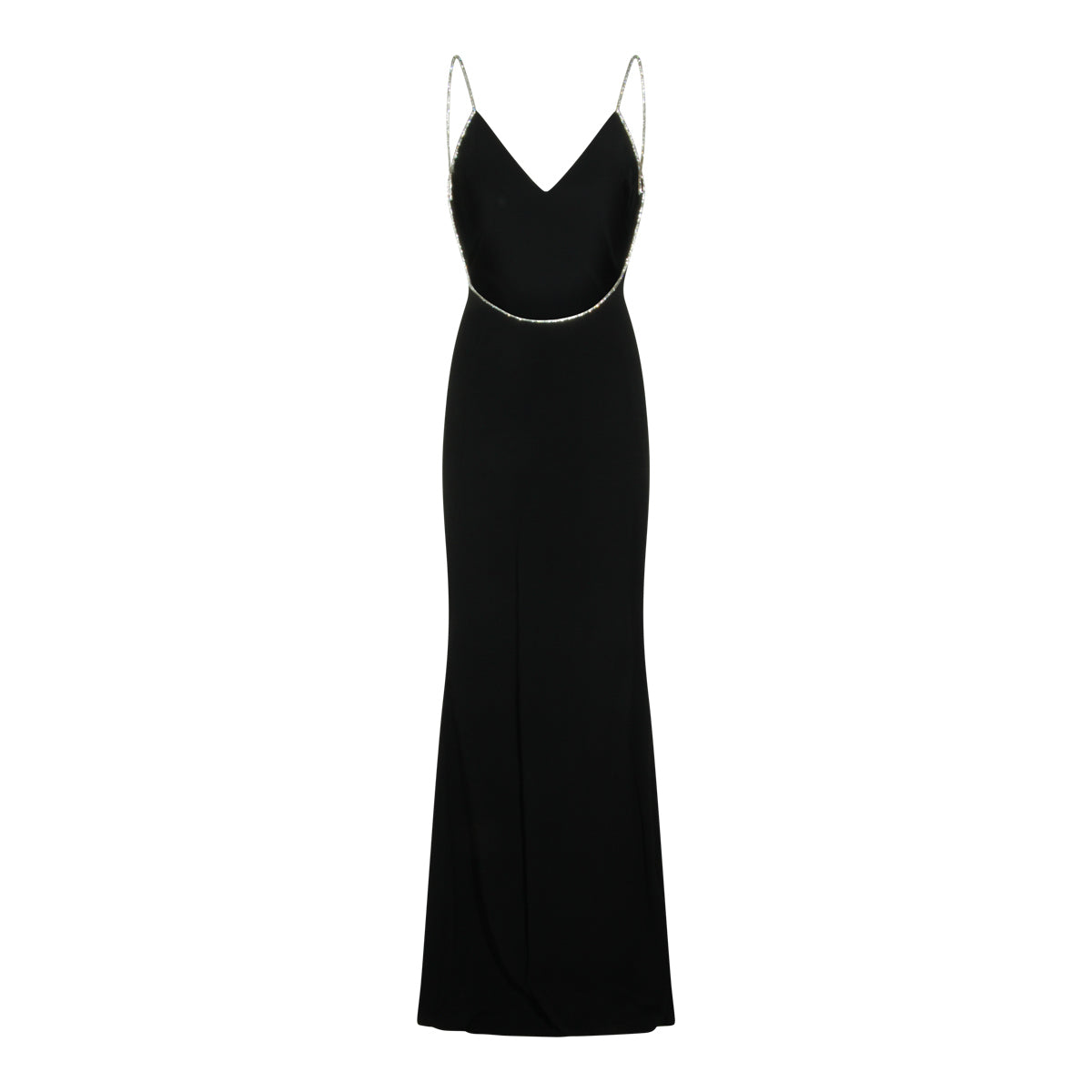 BLACK AND CRYSTAL STRETCH LONG DRESS