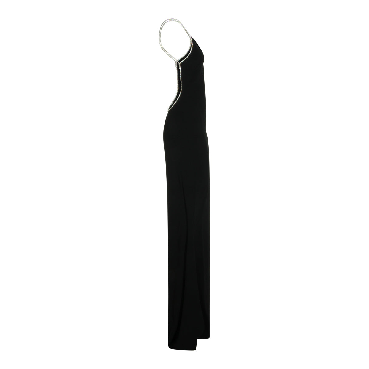 BLACK AND CRYSTAL STRETCH LONG DRESS