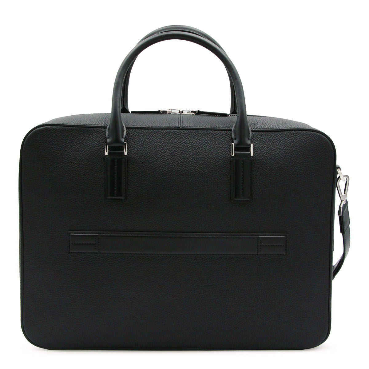 BLACK LEATHER TOP HANDLE BAG