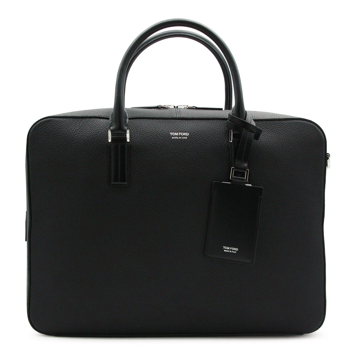 BLACK LEATHER TOP HANDLE BAG