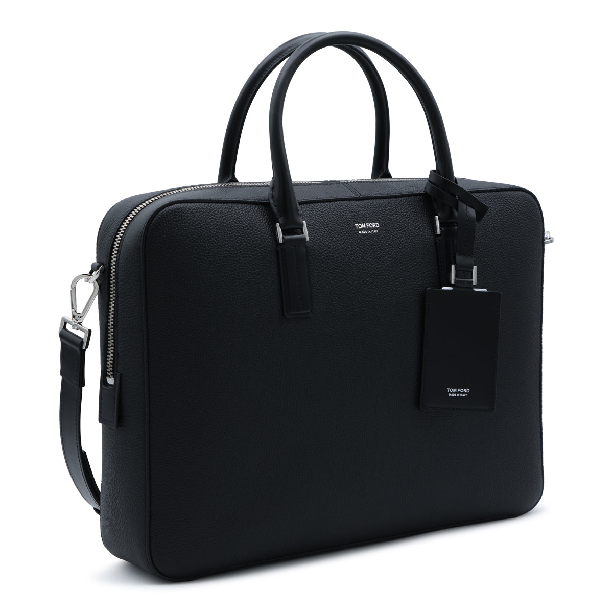 BLACK LEATHER TOP HANDLE BAG