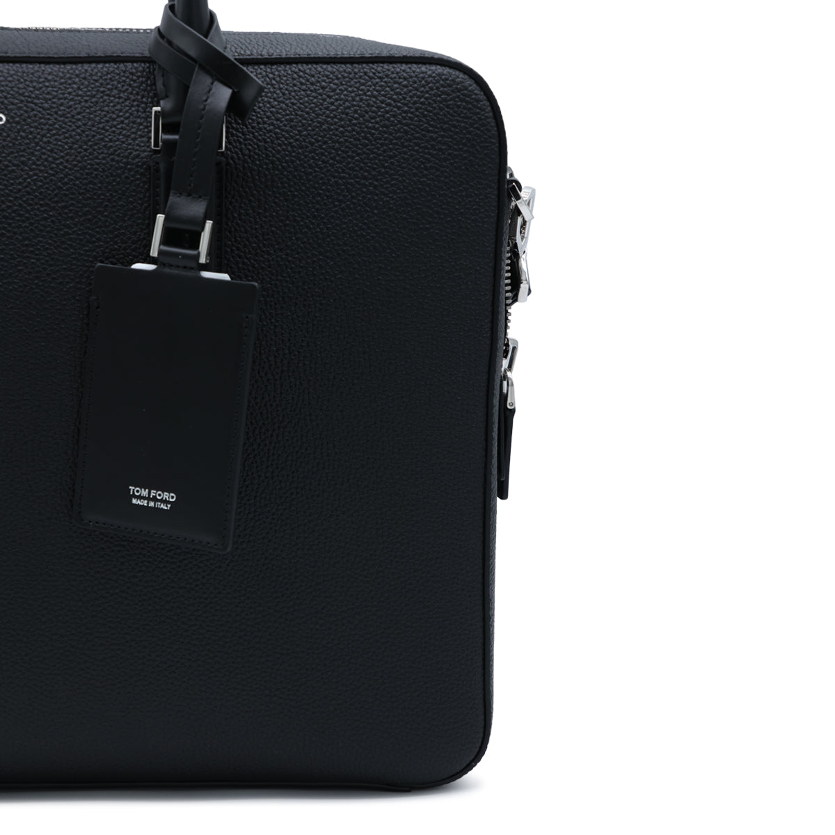 BLACK LEATHER TOP HANDLE BAG