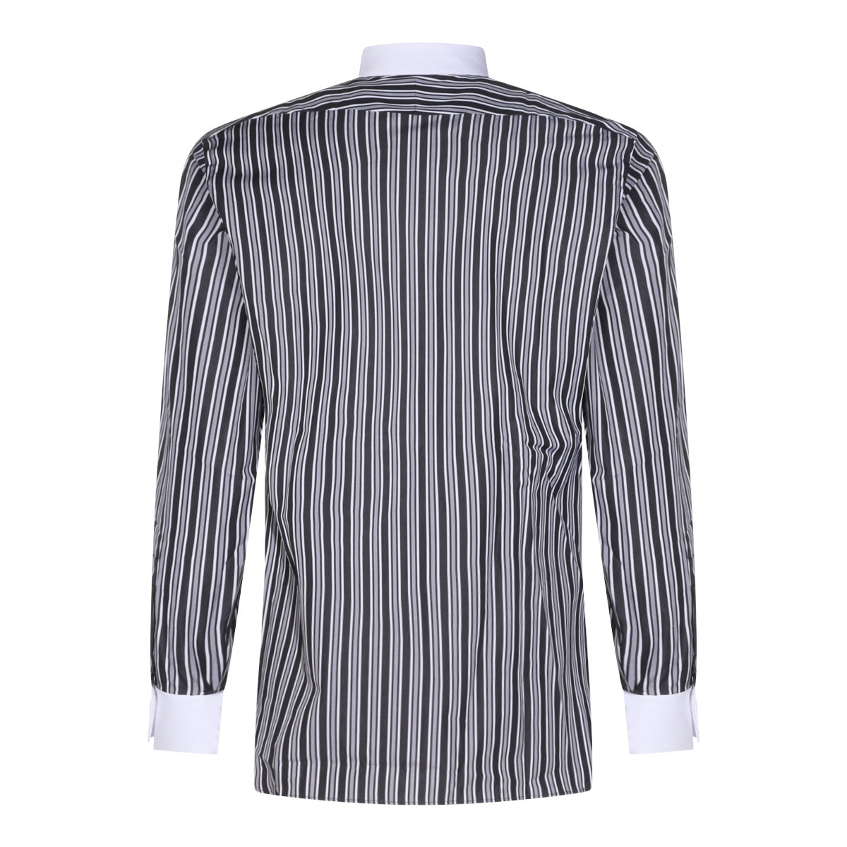 WHITE AND BLACK COTTON STRIPED SHIRT