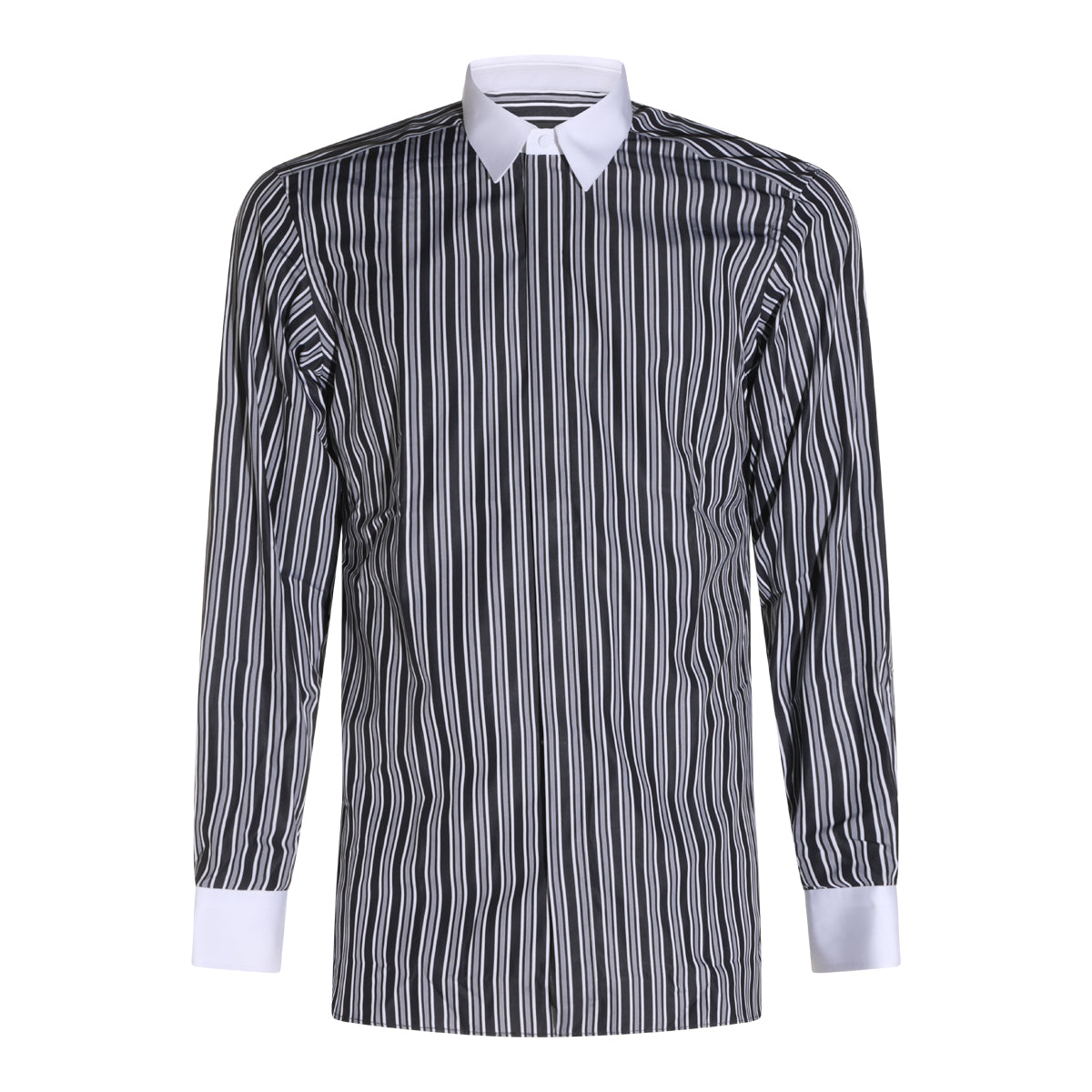 WHITE AND BLACK COTTON STRIPED SHIRT