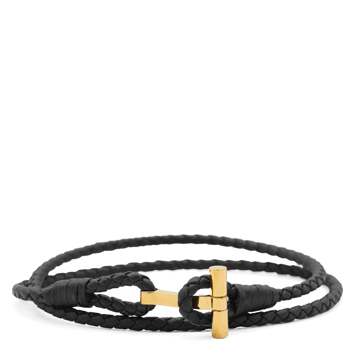 BLACK AND GOLD LEATHER BRACELET