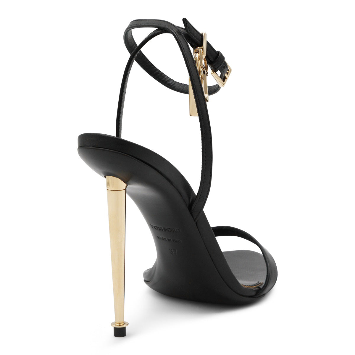BLACK LEATHER PADLOCK SANDALS