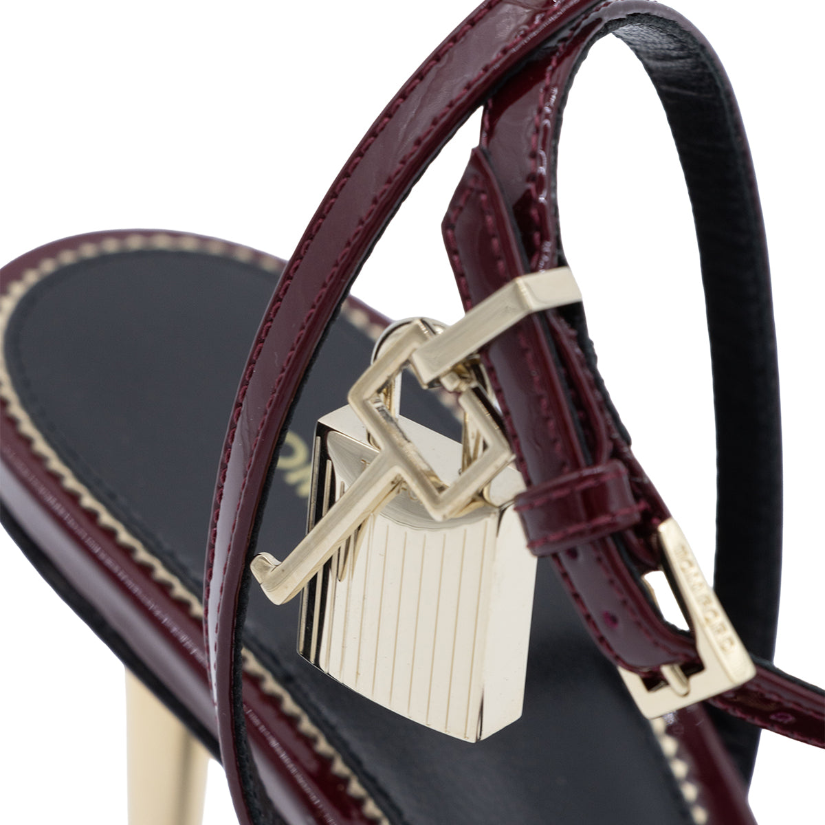 RUBY RED LEATHER LOCK SANDALS