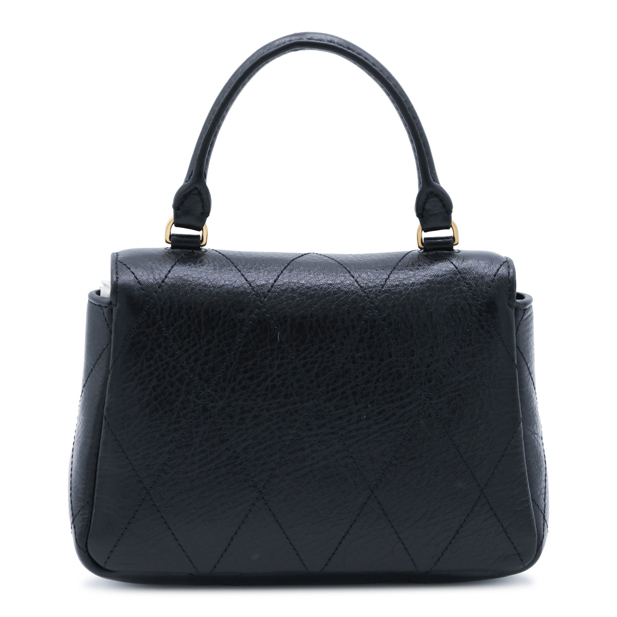 BLACK LEATHER CHARLIE TOP HANDLE BAG