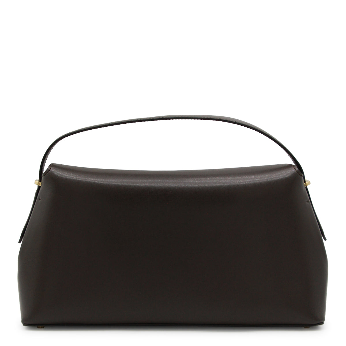 BLACK LEATHER T-LOCK TOP HANDLE BAG