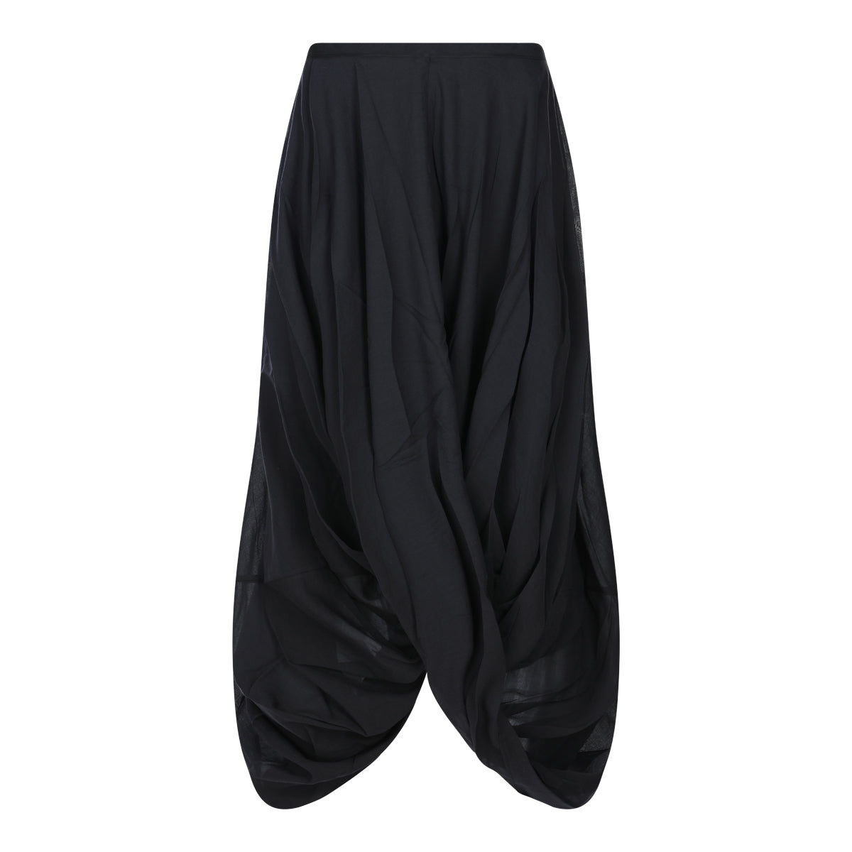 BLACK COTTON BLEND COCOON SKIRT