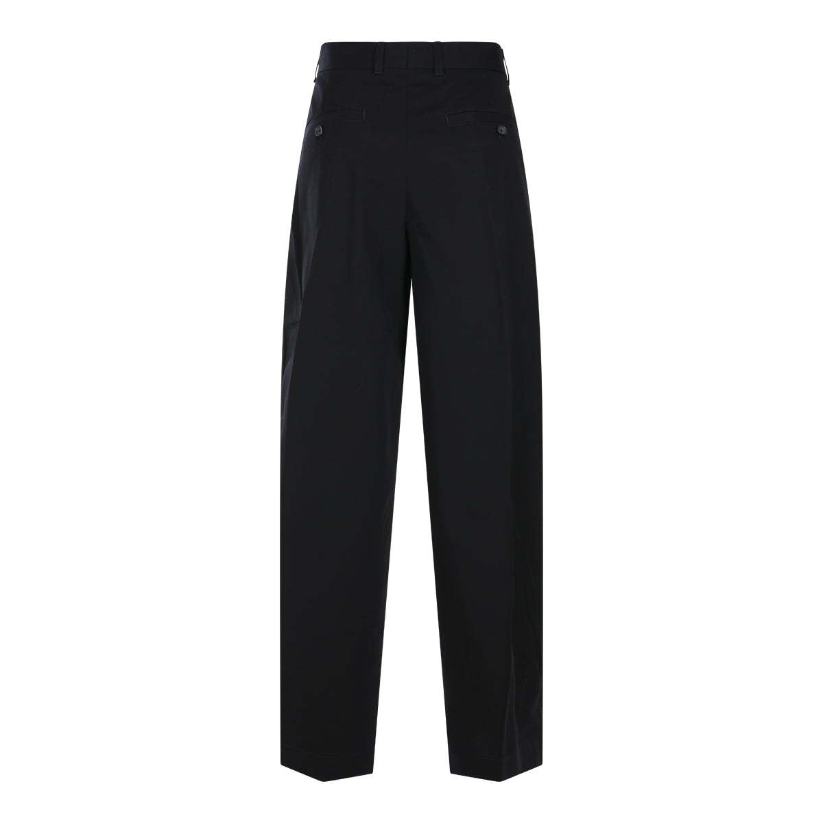 BLACK COTTON SINGLE PLEAT PANTS