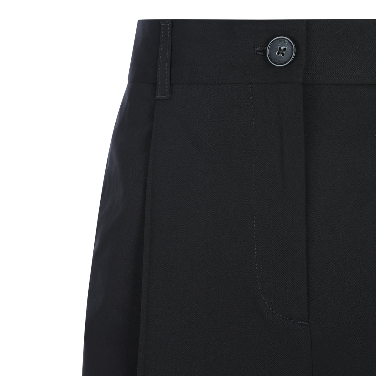BLACK COTTON SINGLE PLEAT PANTS