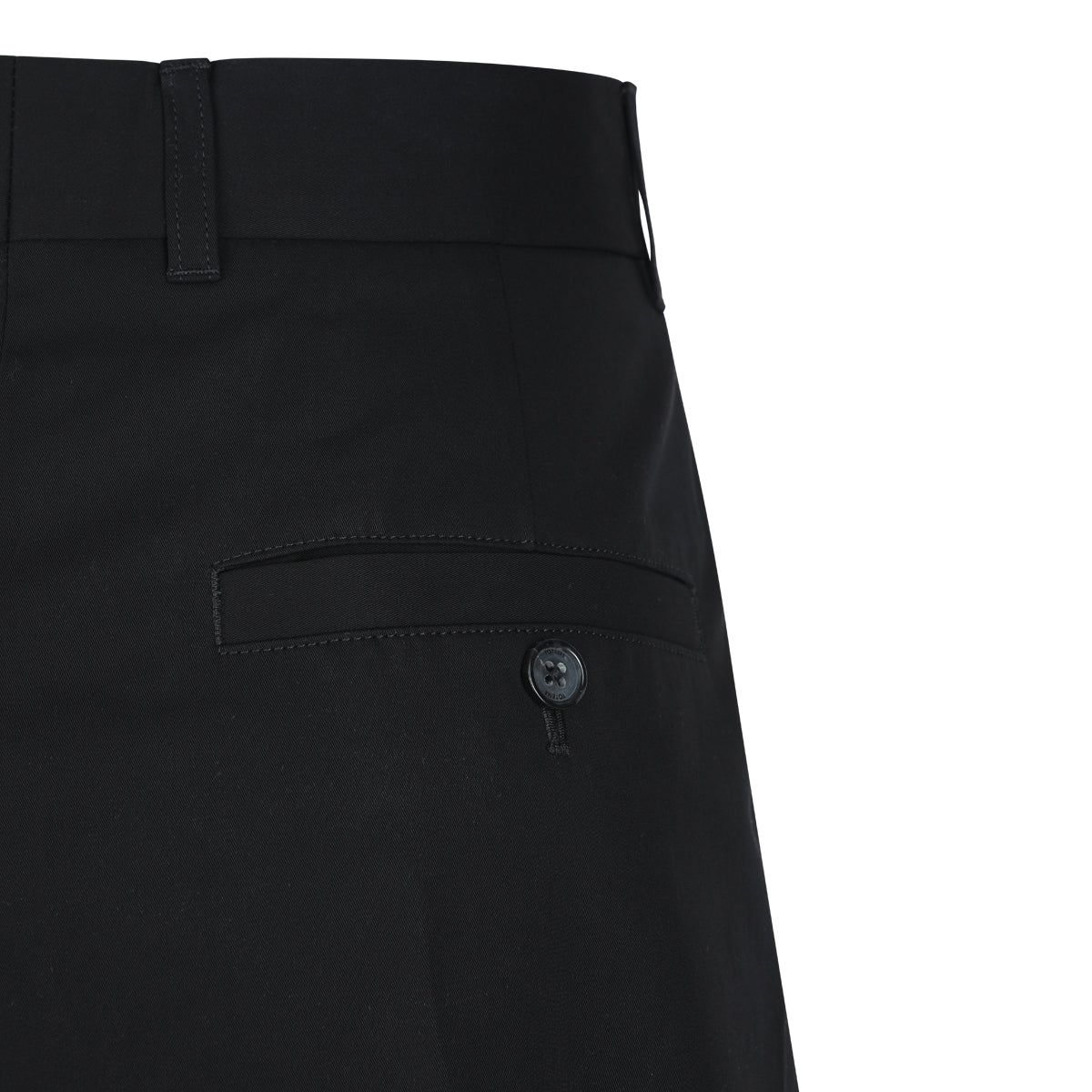 BLACK COTTON SINGLE PLEAT PANTS