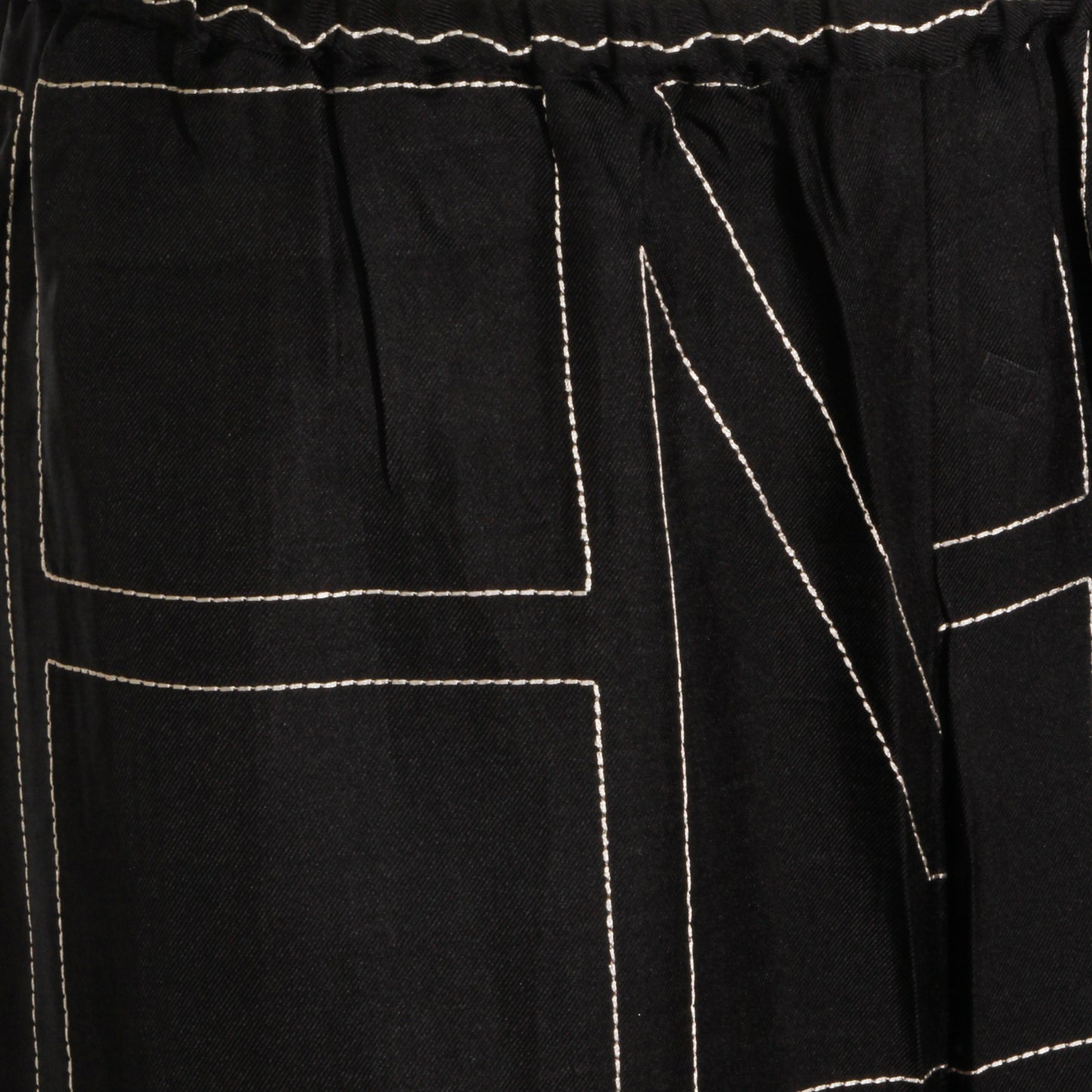 BLACK AND GOLD SILK MONOGRAM PIJAMA PANTS