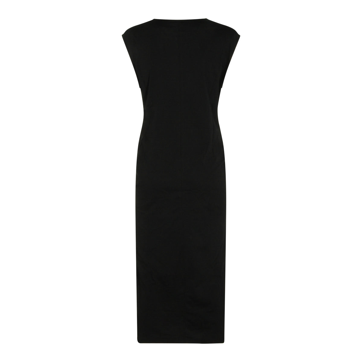 BLACK COTTON TIE-WAIST LONG DRESS