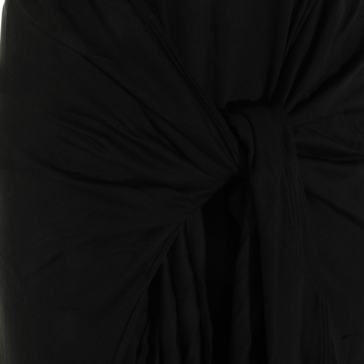 BLACK COTTON TIE-WAIST LONG DRESS