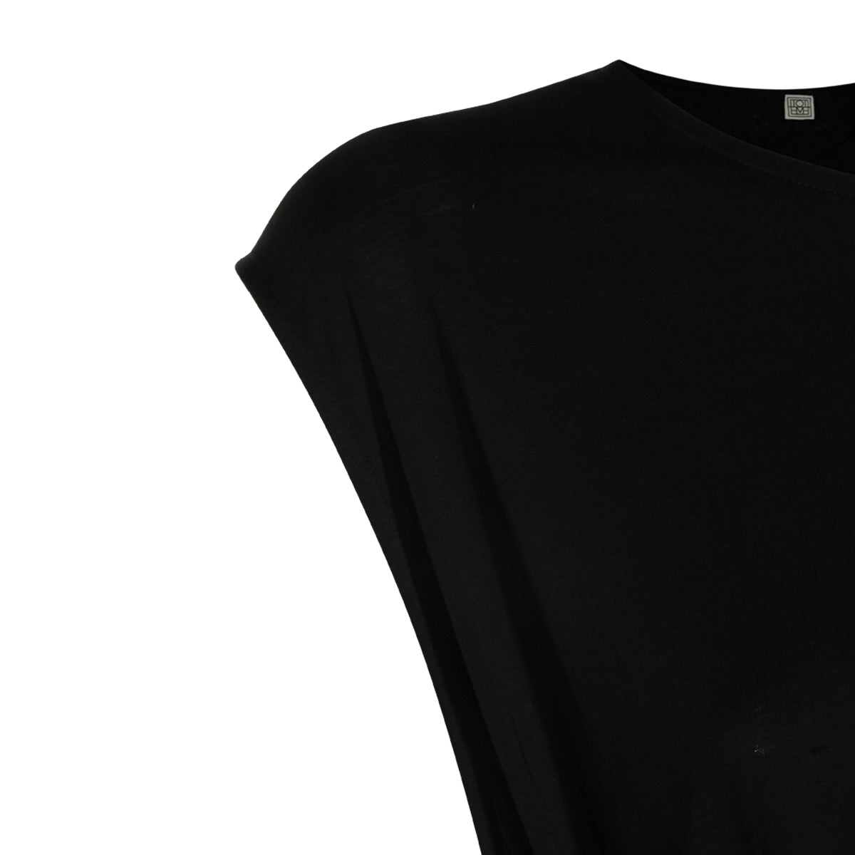 BLACK COTTON TIE-WAIST LONG DRESS