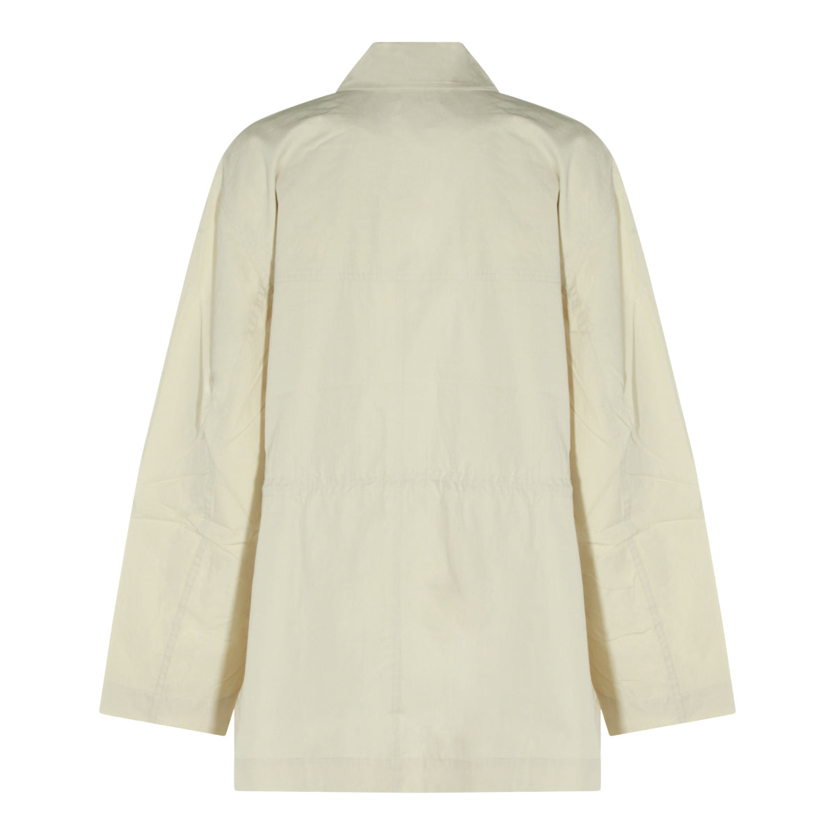OYSTER COTTON BLEND COLLARED DRAWSTRING TRENCH COAT
