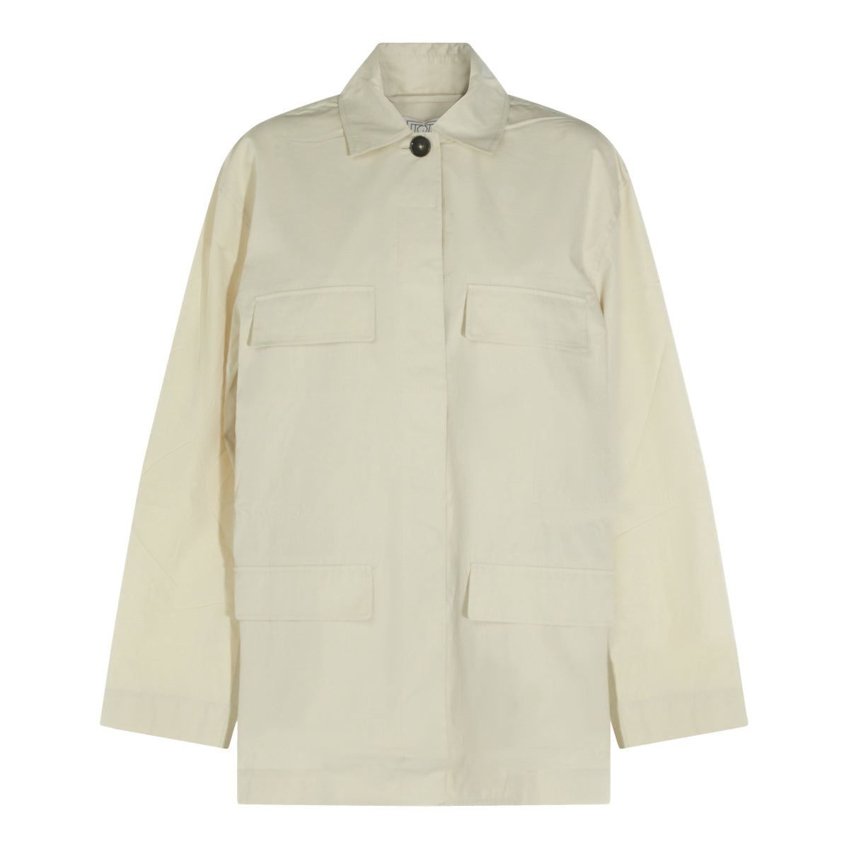 OYSTER COTTON BLEND COLLARED DRAWSTRING TRENCH COAT