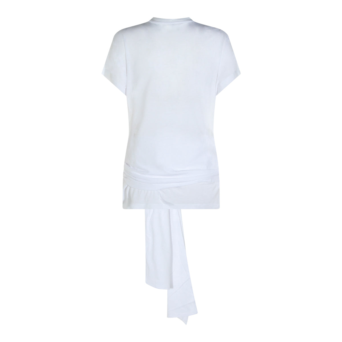 WHITE COTTON STRETCH TIE WAIST TOP