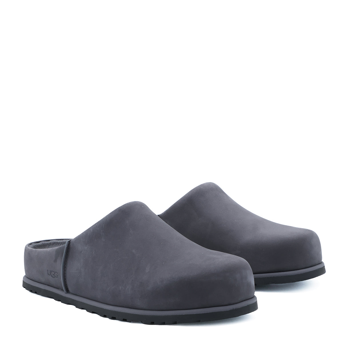 DARK GREY LEATHER OTZO CLOGS