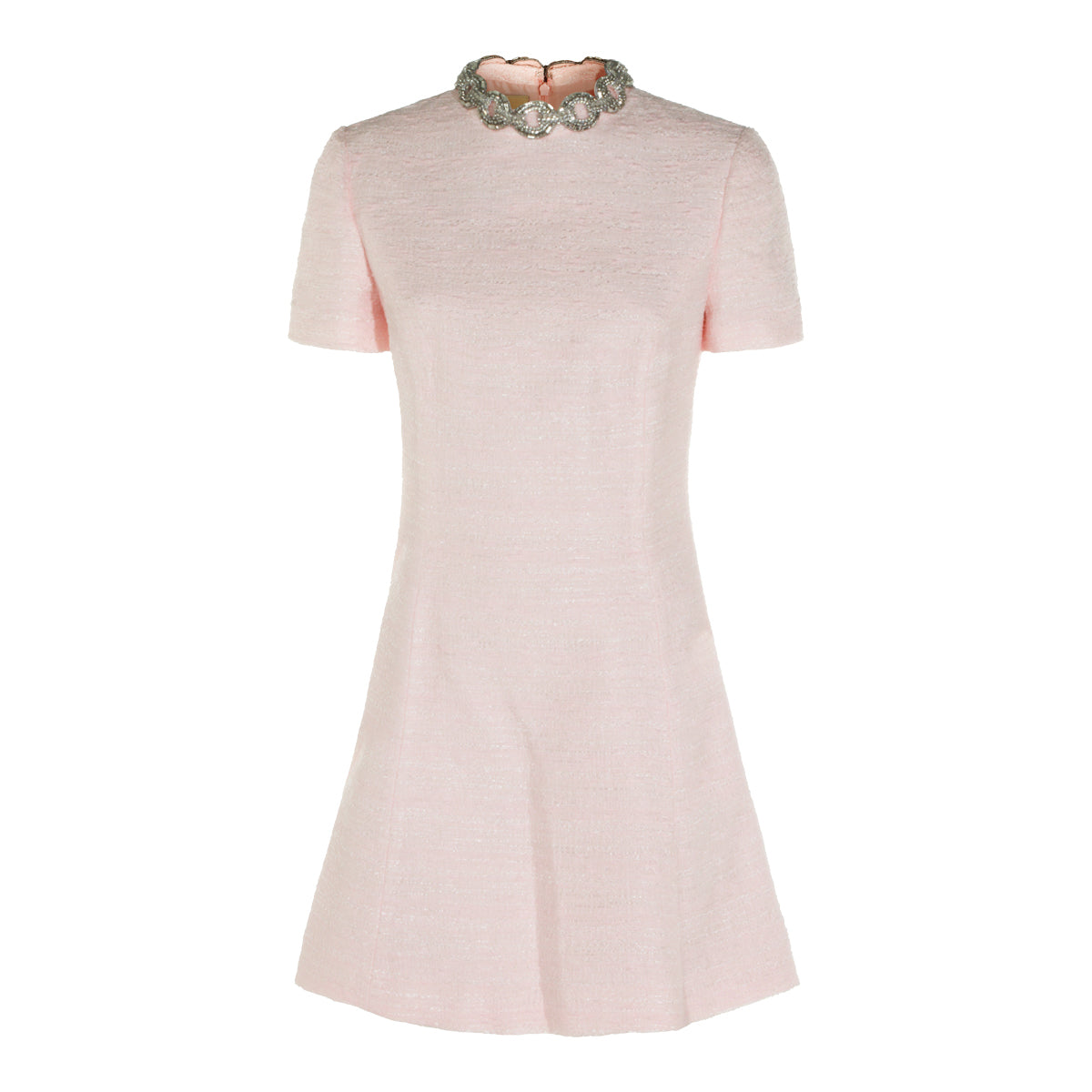 GLOSSY PINK AND SILVER MINI DRESS