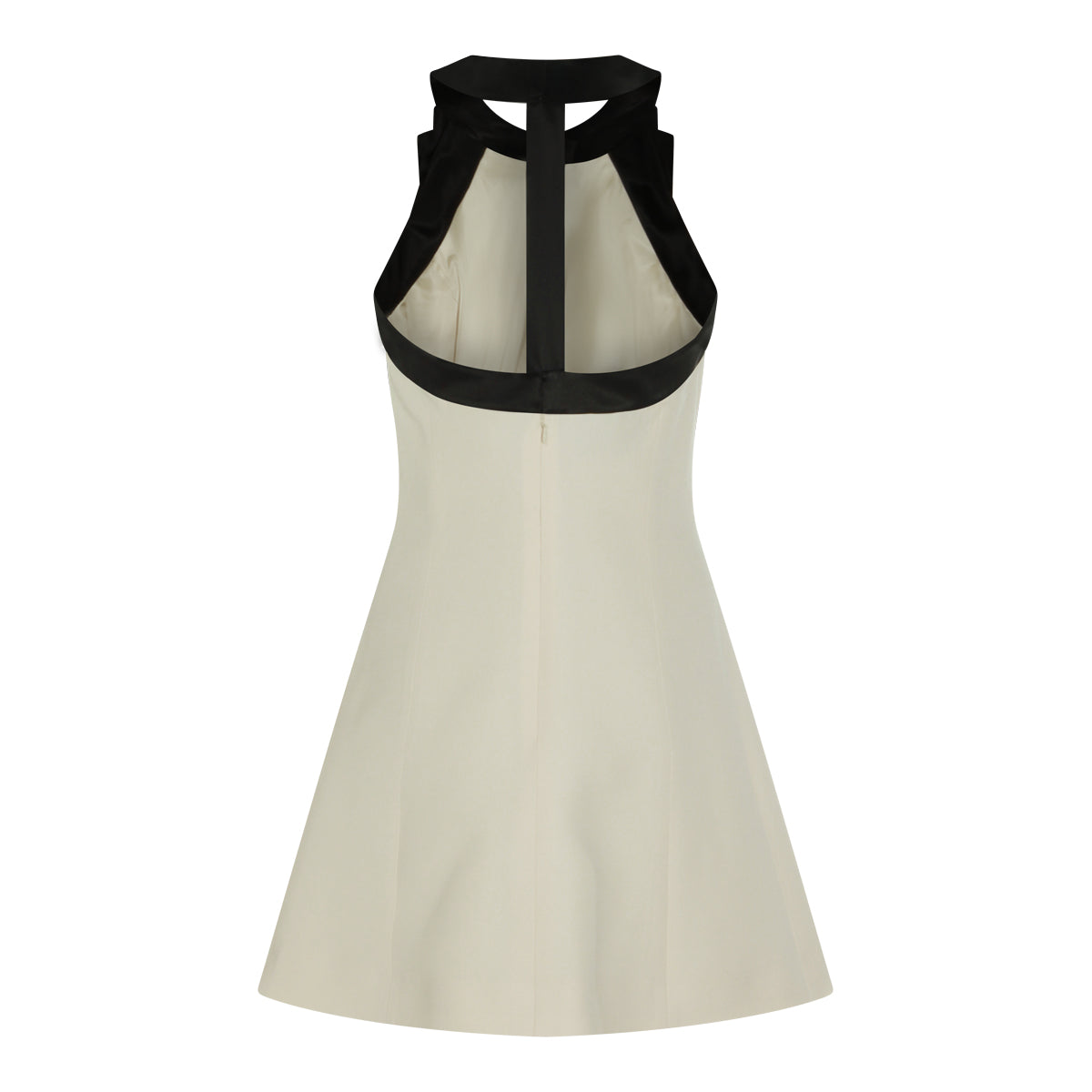 VANILLA AND BLACK SILK AND WOOL BLEND MINI DRESS