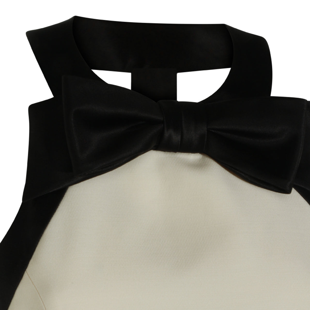 VANILLA AND BLACK SILK AND WOOL BLEND MINI DRESS