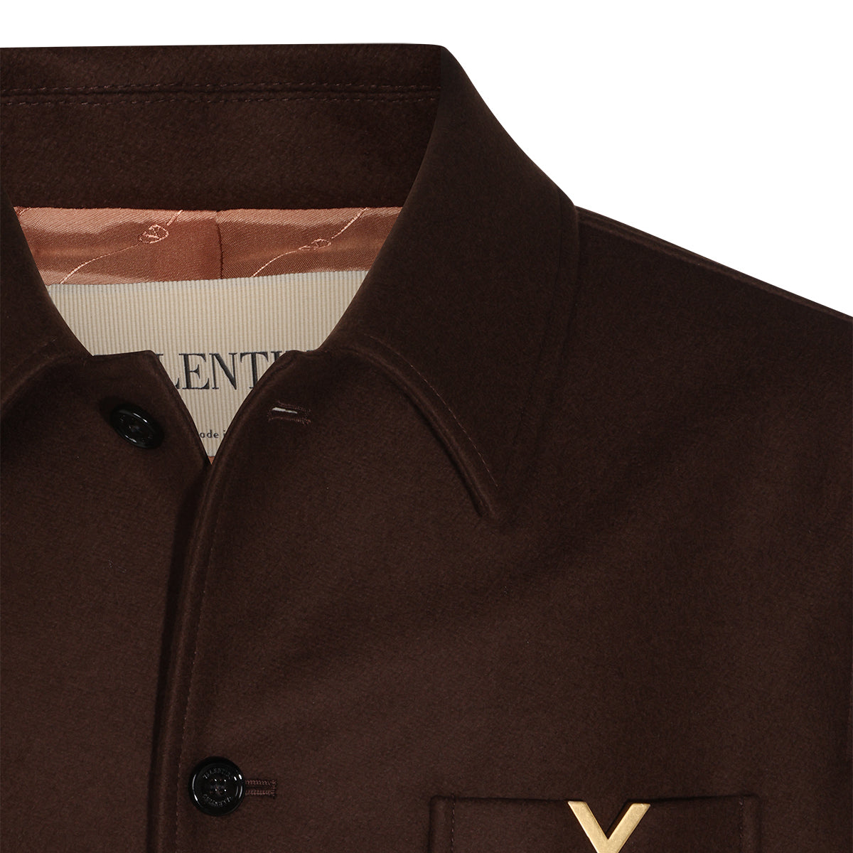 BROWN VIRGIN WOOL VLOGO SIGNATURE CASUAL JACKET