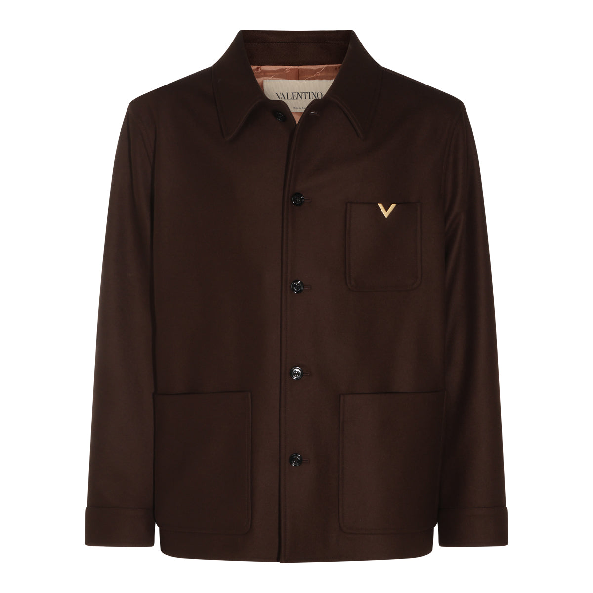 BROWN VIRGIN WOOL VLOGO SIGNATURE CASUAL JACKET