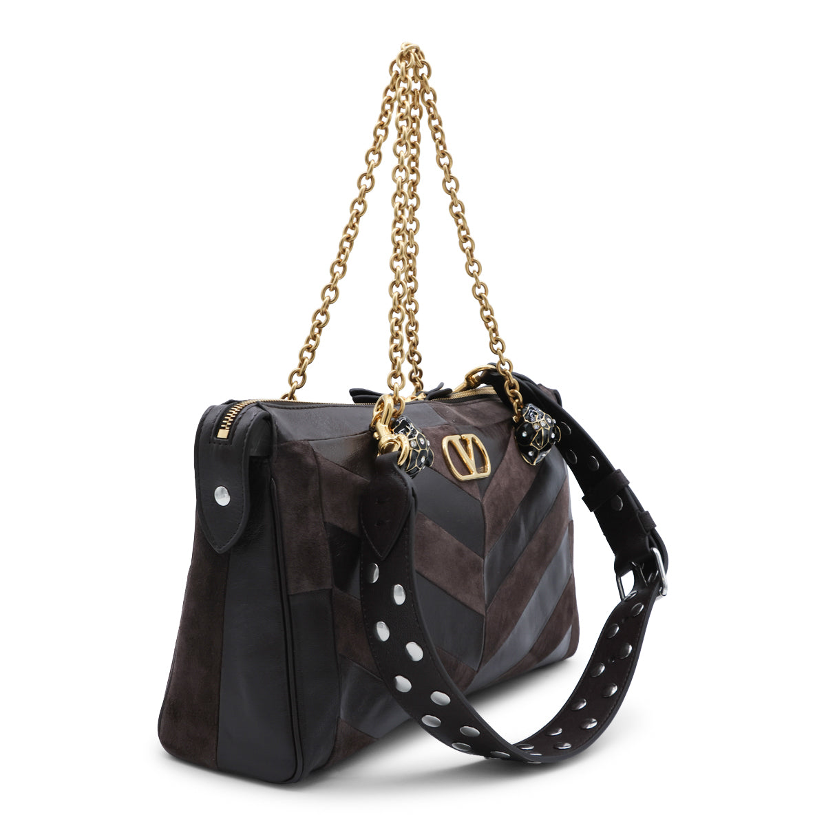 DARK BROWN LEATEHR PANTHERA SHOULDER BAG