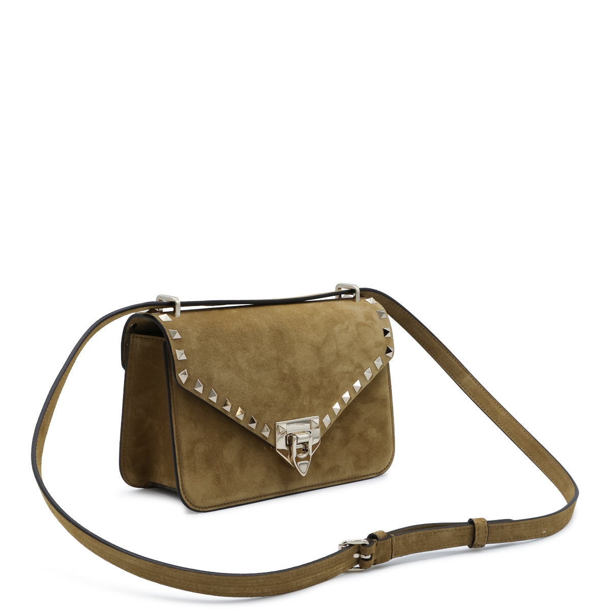 HAVANA BEIGE SUEDE ROCKSTUD SHOULDER BAG