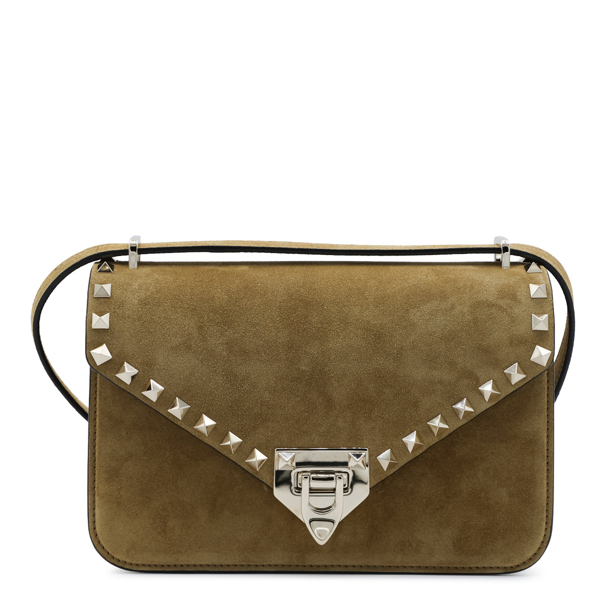 HAVANA BEIGE SUEDE ROCKSTUD SHOULDER BAG