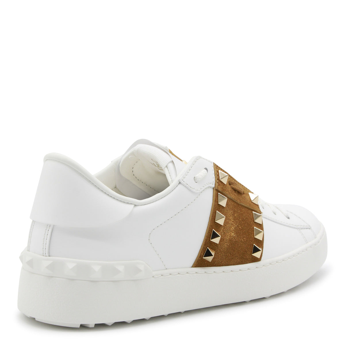 WHITE AND BEIGE LEATHER SNEAKERS