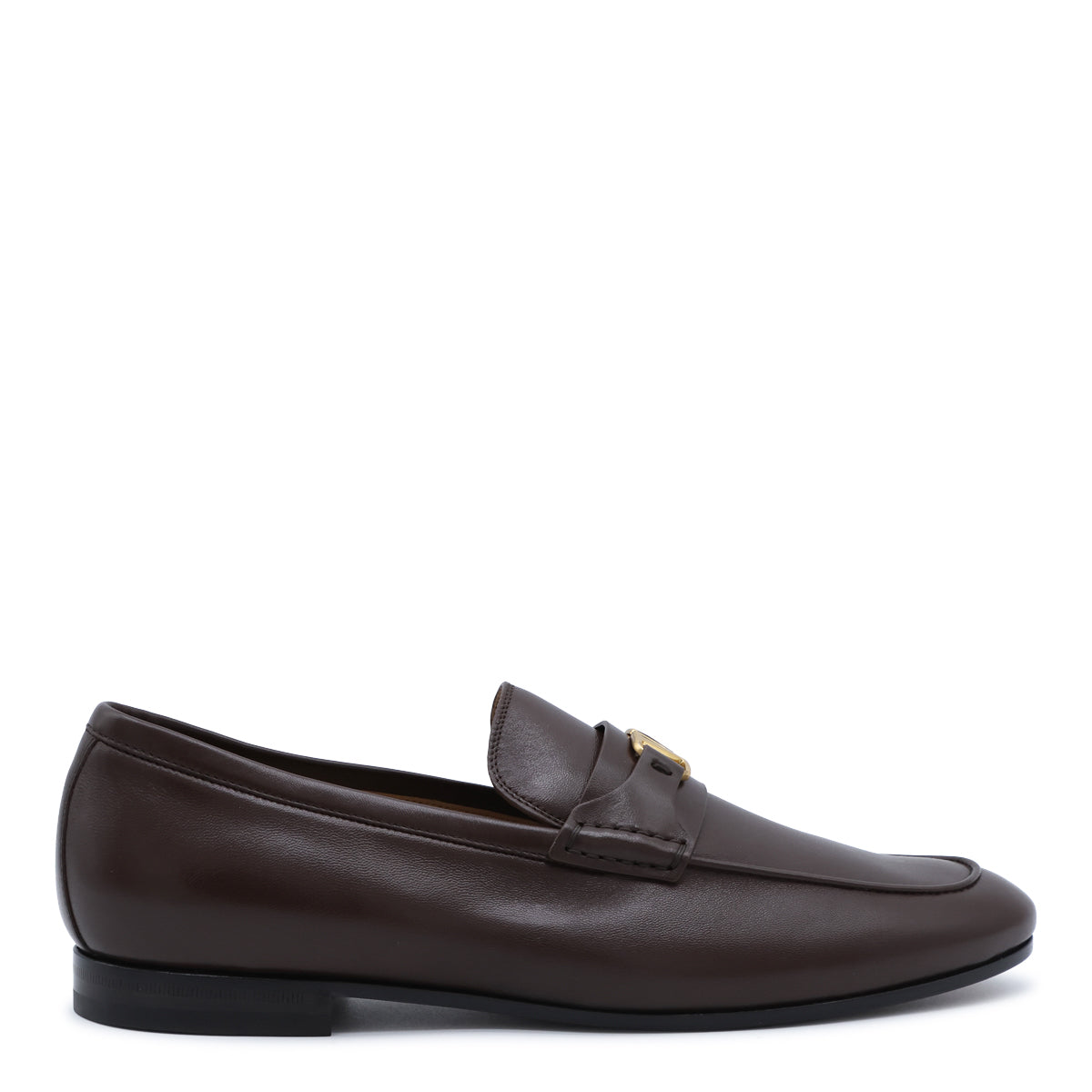 BROWN LEATHER VLOGO SIGNATURE LOAFERS