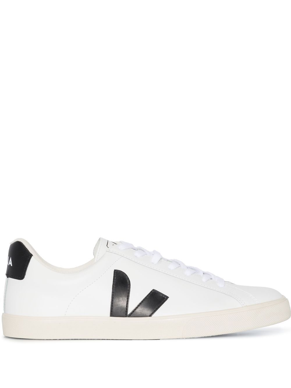 WHITE AND BLACK LEATHER ESPLAR SNEAKERS