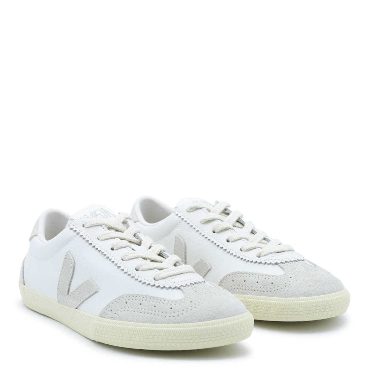 WHITE AND NATURAL VOLLEY O T LEATHER SNEAKERS