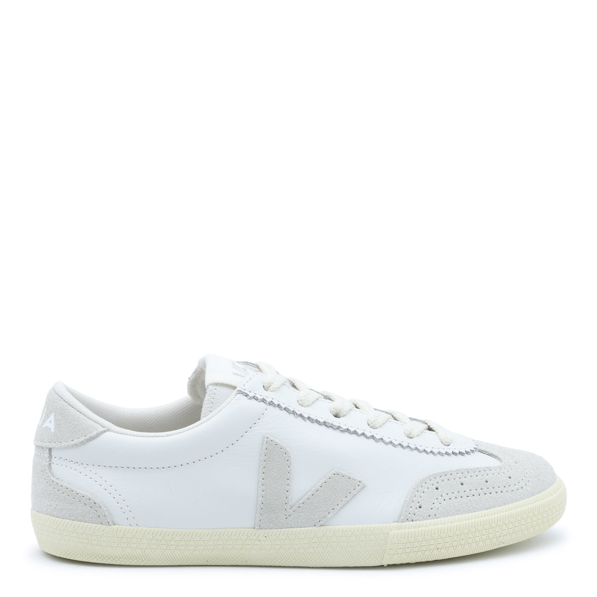 WHITE AND NATURAL VOLLEY O T LEATHER SNEAKERS