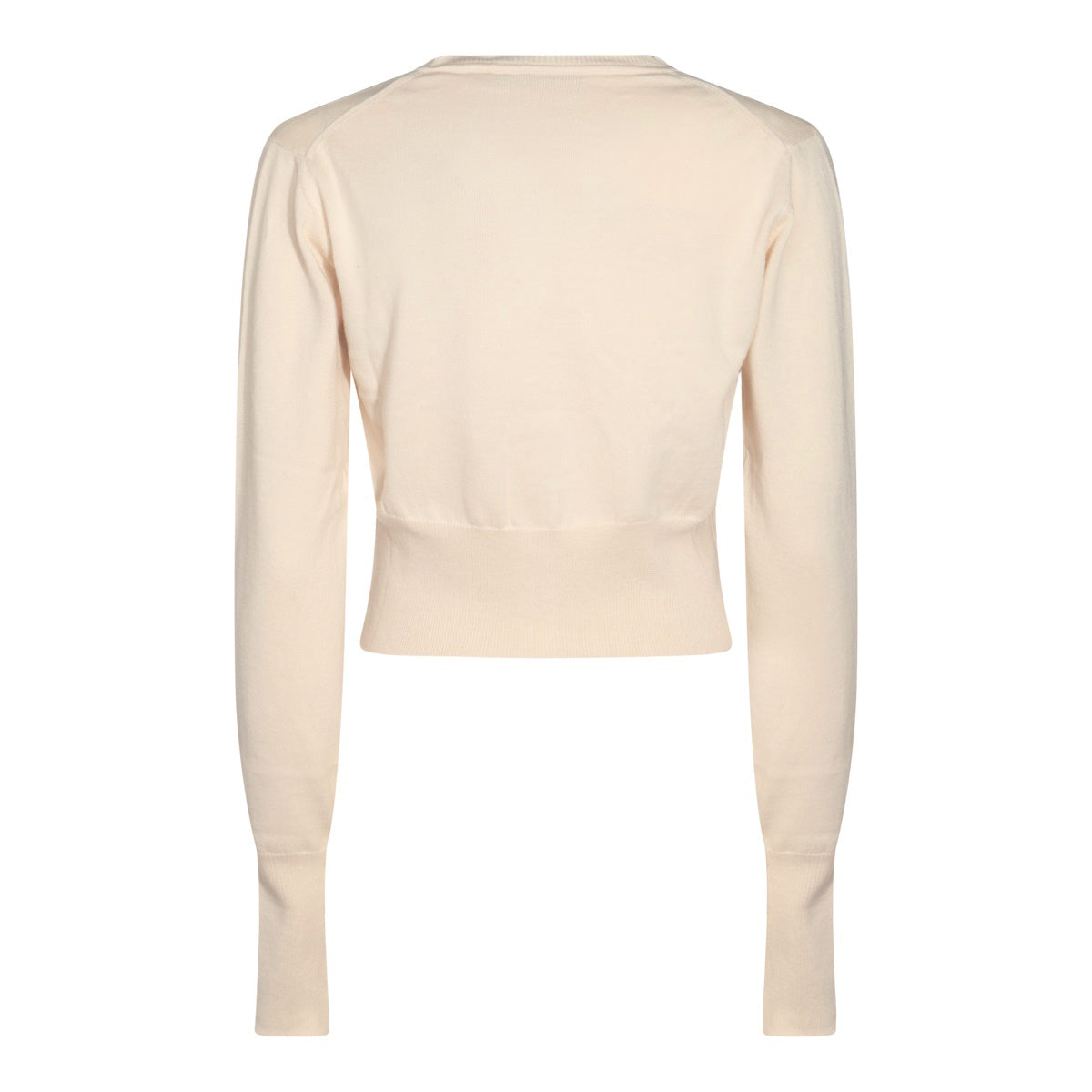 WHITE COTTON AND CASHMERE BLEND CROPPED BEA CARDIGAN