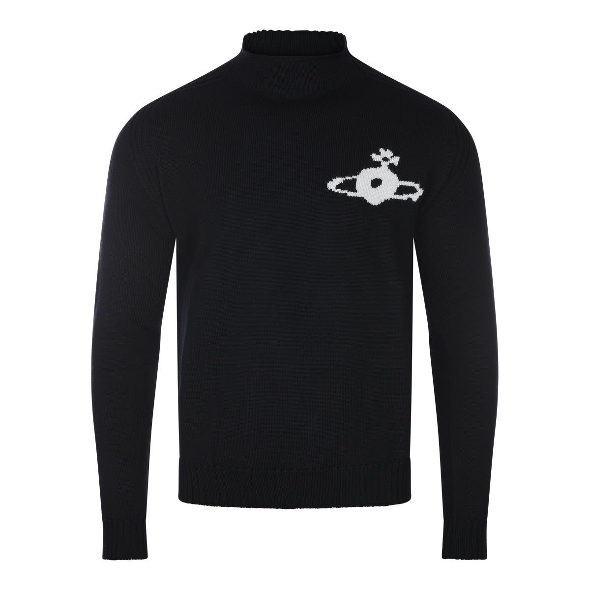 BLACK WOOL FISHERMAN JUMPER