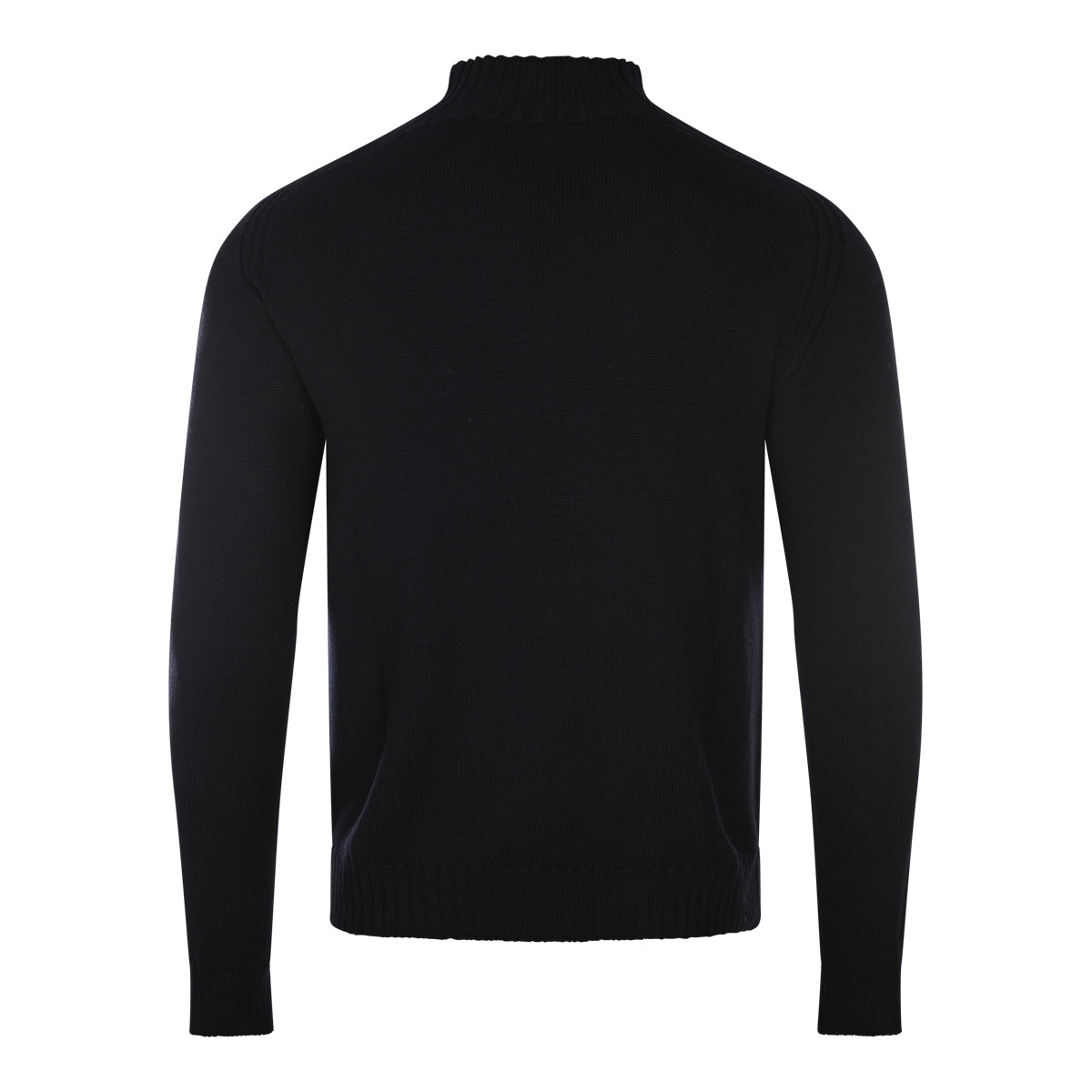 BLACK WOOL FISHERMAN JUMPER