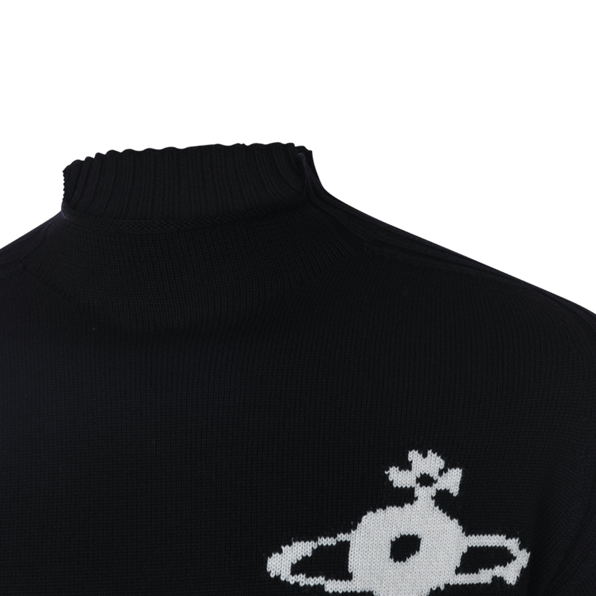 BLACK WOOL FISHERMAN JUMPER