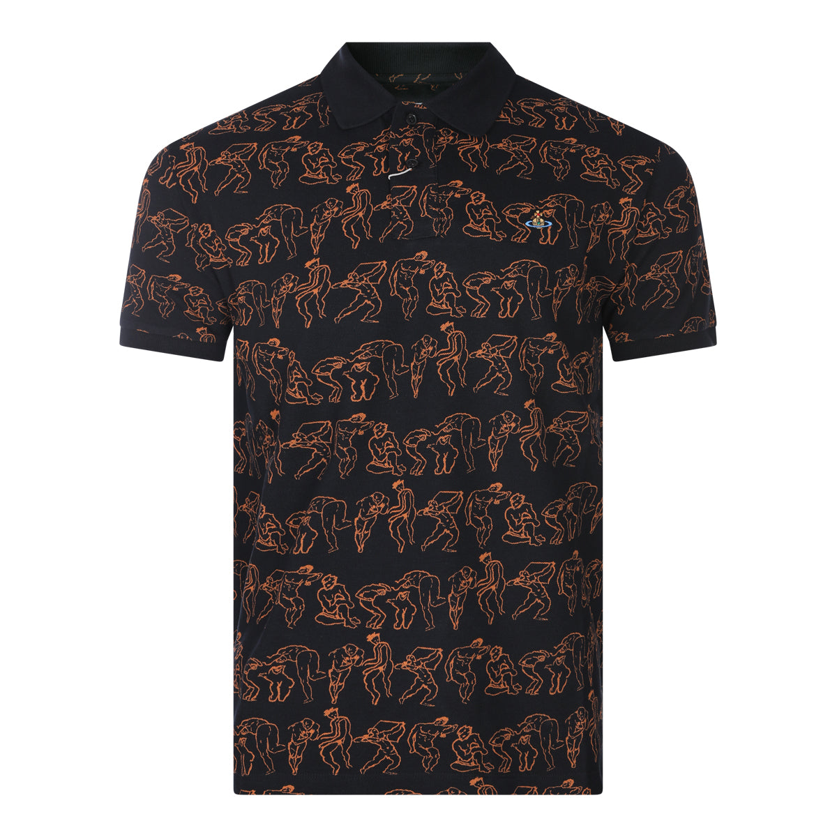BLACK AND ORANGE COTTON CLASSIC POLO SHIRT