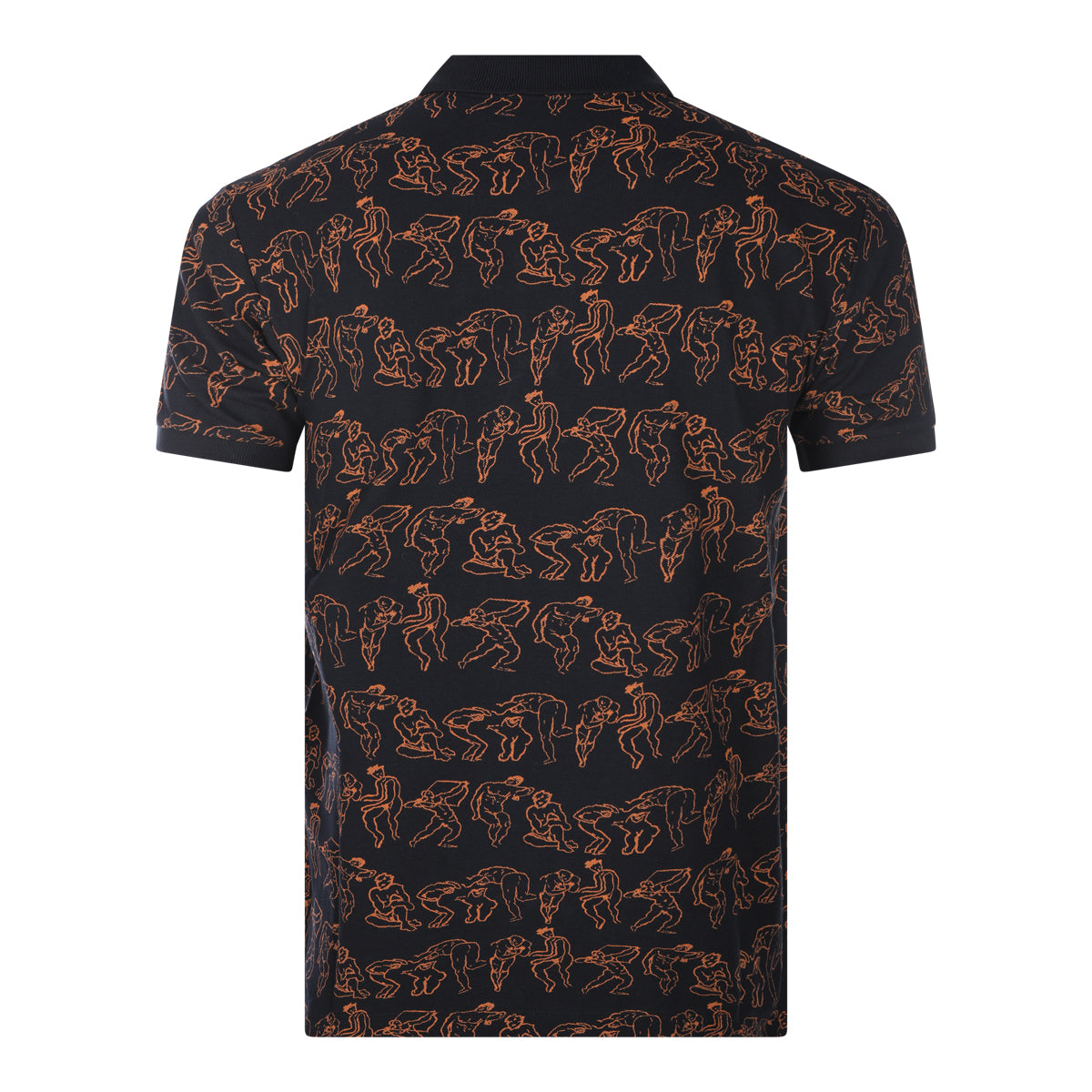 BLACK AND ORANGE COTTON CLASSIC POLO SHIRT